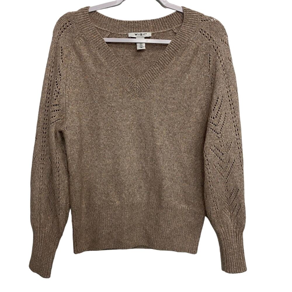 WHBM White House Black Market Brown V-Neck Pullover Women's Sweater Size M Fall